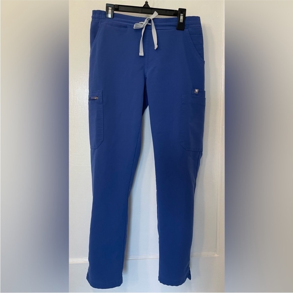 Figs Yola Skinny Scrub Pants OG Scrunch Waistband Denim Blue XS Petite